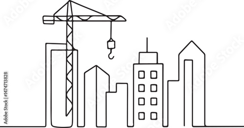 City Skyline Under Construction Line Icon