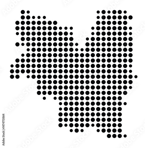 Symbol Map of the city Trostberg (Bayern, Germany) showing the city with a pattern of just a few black dots