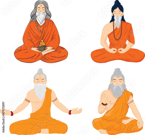  Meditating Sages A Spiritual Gathering 
