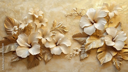 Gold And White Floral Design Pattern