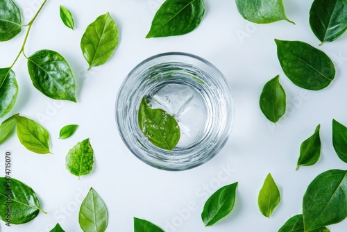 Wallpaper Mural Refreshing iced water with green leaves (2) Torontodigital.ca