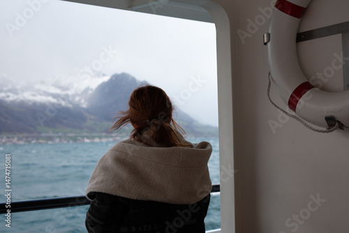 A woman enjoys scenic mount...