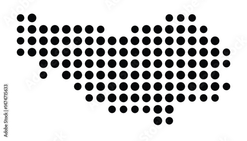 Symbol Map of the city Spiesen-Elversberg (Saarland, Germany) showing the city with a pattern of just a few black dots
