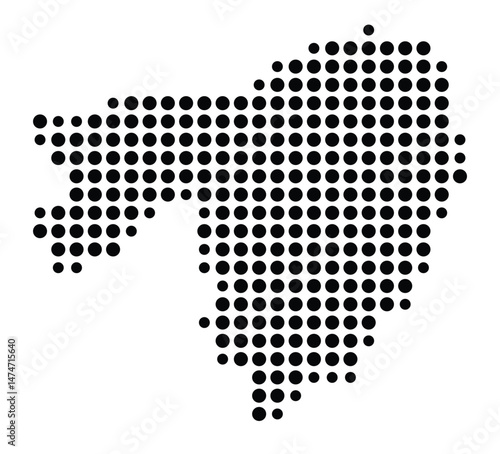 Symbol Map of the city Tholey (Saarland, Germany) showing the city with a pattern of just a few black dots