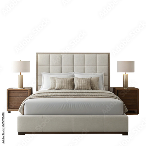 modern bed isolated on transparent background