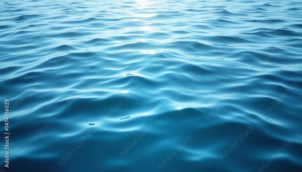 Naklejka premium Calm blue water surface reflecting sunlight.