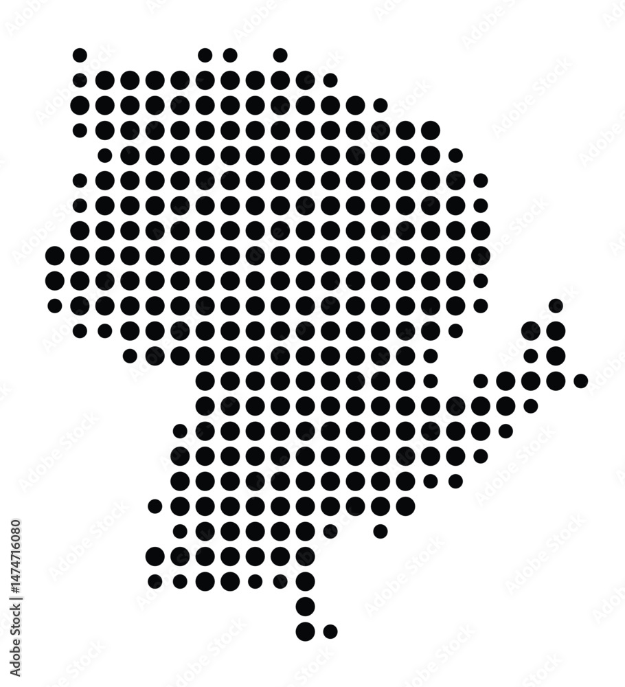 Symbol Map of the city Bad Belzig (Brandenburg, Germany) showing the city with a pattern of just a few black dots