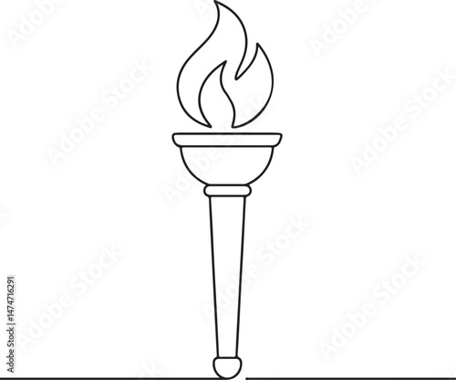 Torch Icon Minimalist Line Drawing