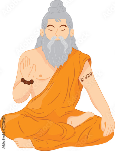  Meditating Sage in Orange Robe 
