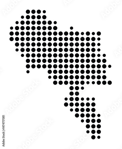 Symbol Map of the city Luckenwalde (Brandenburg, Germany) showing the city with a pattern of just a few black dots