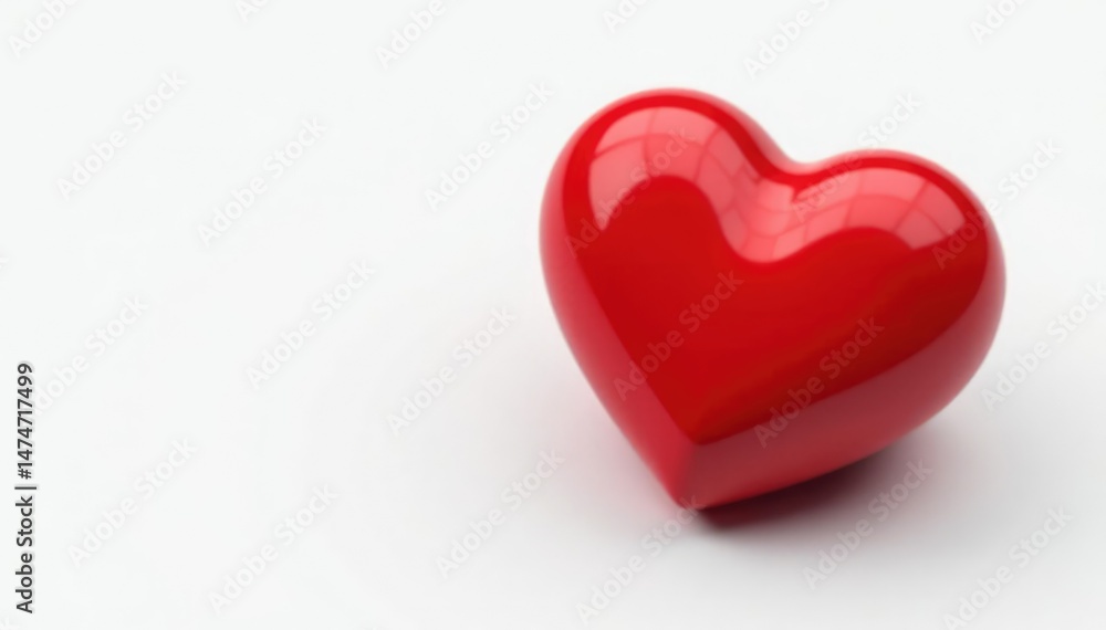 A single, perfectly formed red heart, glossy and realistic, against a clean white background , minimal, adorable, detail A single, perfectly formed red heart, glossy and realistic, against a clean white background , minimal, adorable, detail