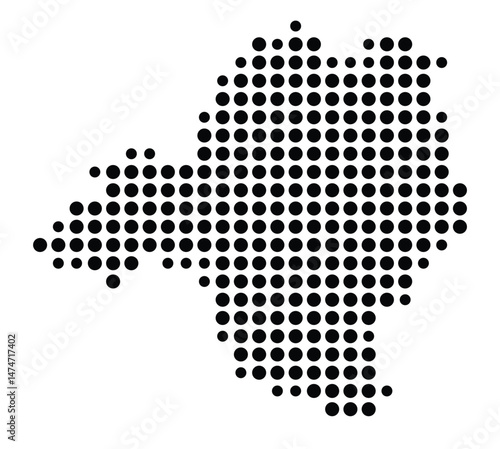 Symbol Map of the city Perleberg (Brandenburg, Germany) showing the city with a pattern of just a few black dots