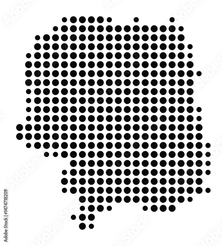Symbol Map of the city Stahnsdorf (Brandenburg, Germany) showing the city with a pattern of just a few black dots
