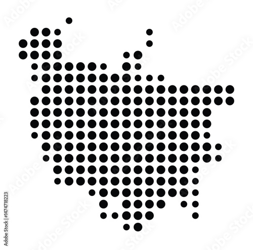 Symbol Map of the city Velten (Brandenburg, Germany) showing the city with a pattern of just a few black dots