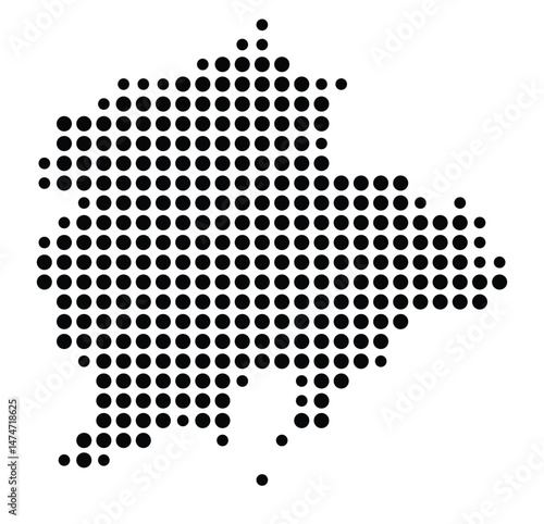 Symbol Map of the city Zehdenick (Brandenburg, Germany) showing the city with a pattern of just a few black dots