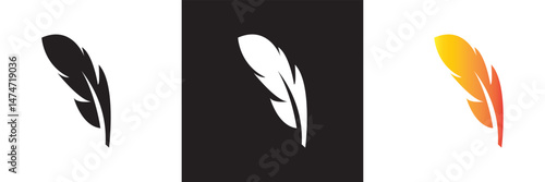 Light weight bird feather icon.  Vector for websites, mobile interfaces, presentations, banner, visual branding etc. Vector illustration. isolated on white and black background. EPS 10