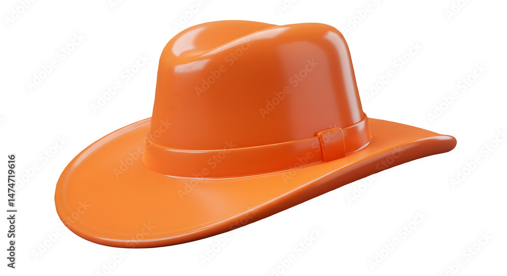 Fototapeta premium Bright orange cowboy hat. A vibrant accessory. Isolated on white or transparent background