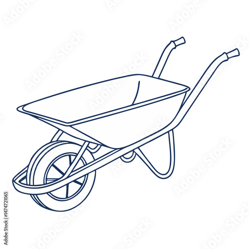 Illustration of a Wheelbarrow with Single Wheel and Handles