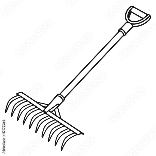 Illustration of a Garden Rake with Long Tines