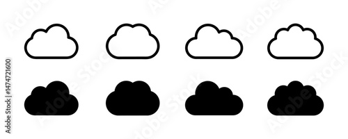 Cloud icon. Cloud weather sign collection. Cloud computing icon. Nature cloud bubble elements. Abstract cloud outline and filled vector sign. Cloud symbol