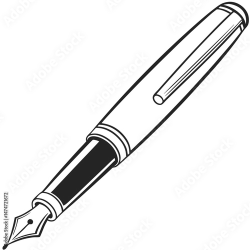  Illustration of a Fountain Pen with Elegant Nib