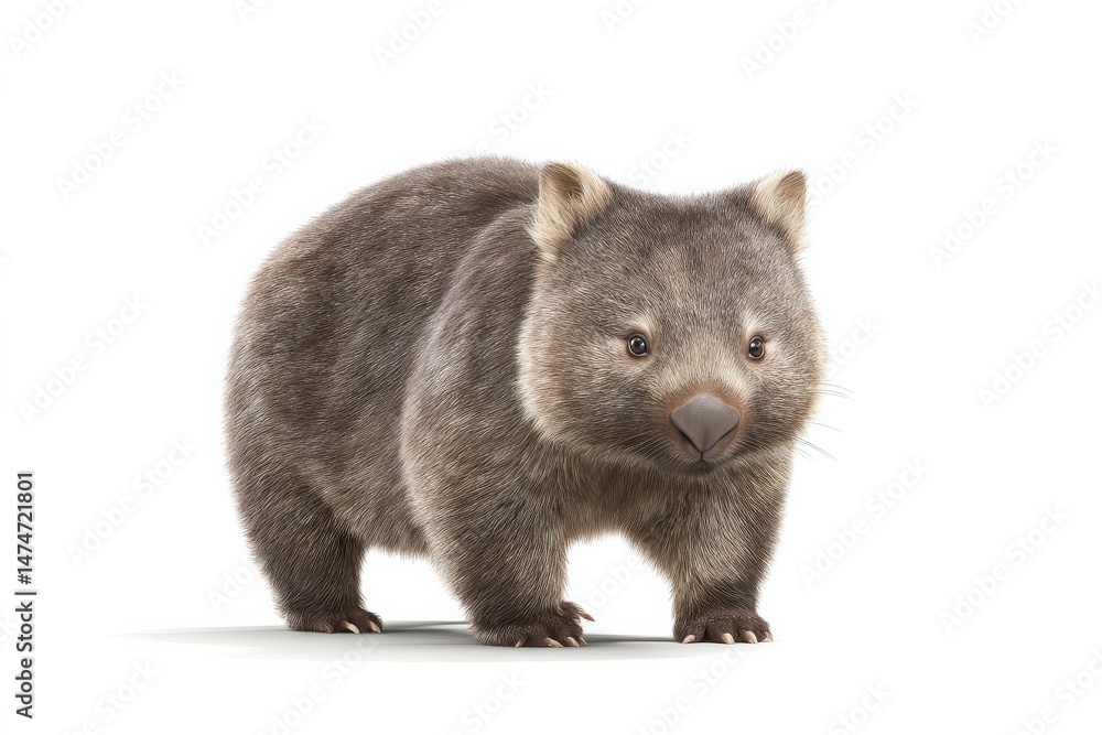 Obraz premium Adorable common wombat against a white background.