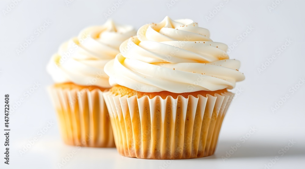 Delicious Cupcake with Whipped Pastel Swirl Frosting on White Background – High-Quality Stock Image for Bakery, Dessert, and Celebration Concepts Delicious Cupcake with Whipped Pastel Swirl Frosting on White Background – High-Quality Stock Image for Bakery, Dessert, and Celebration Concepts