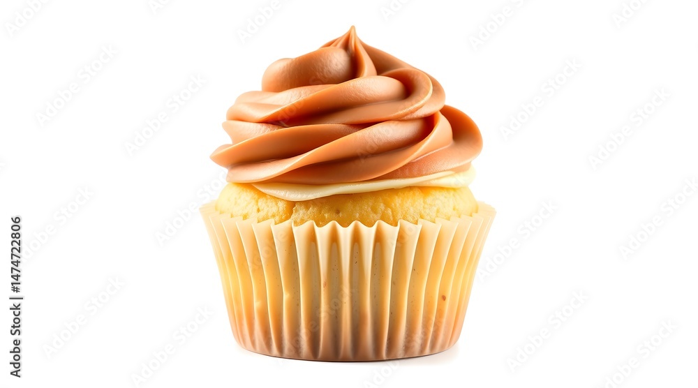 Delicious Cupcake with Whipped Pastel Swirl Frosting on White Background – High-Quality Stock Image for Bakery, Dessert, and Celebration Concepts Delicious Cupcake with Whipped Pastel Swirl Frosting on White Background – High-Quality Stock Image for Bakery, Dessert, and Celebration Concepts