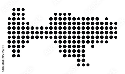 Symbol Map of the city Schkopau (Sachsen-Anhalt, Germany) showing the city with a pattern of just a few black dots