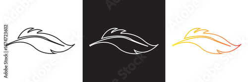 Light weight bird feather icon.  Vector for websites, mobile interfaces, presentations, banner, visual branding etc. Vector illustration. isolated on white and black background. EPS 10