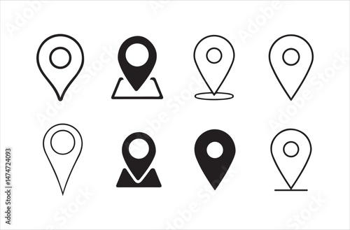 Map pin icon. location pin place marker. Location icon. Map marker pointer icon set,  Victor illustration Eps 10.