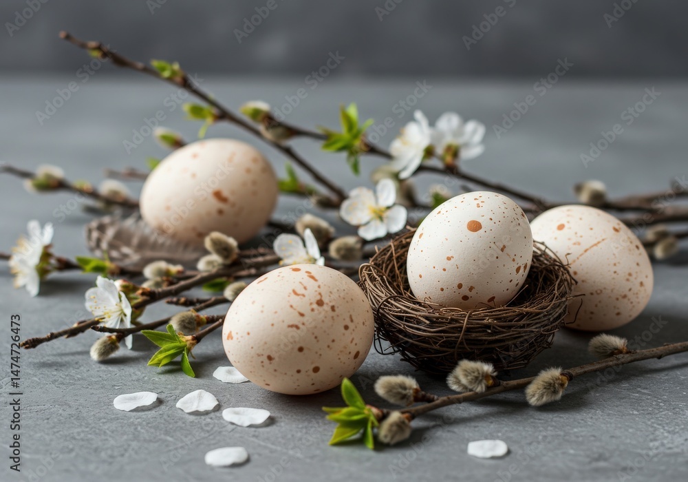 Obraz premium easter eggs in a nest basket