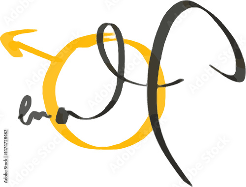 Male Gender Symbol in Handwritten Chalk Style on Black Background