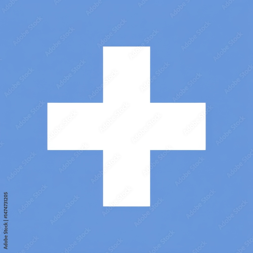 Obraz premium White plus symbol on a light blue background representing positivity and addition