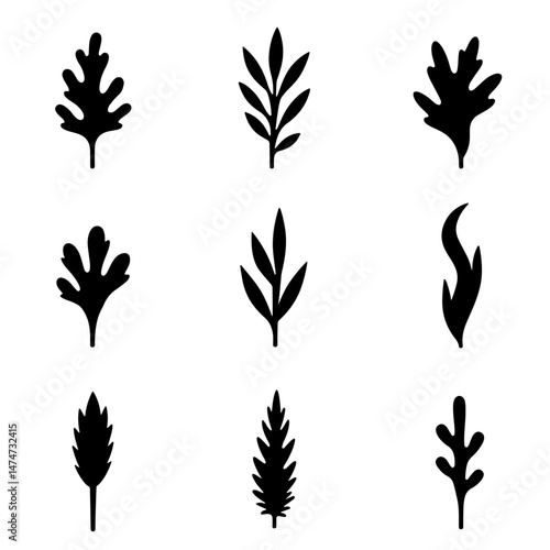 Grass silhouette set in white background