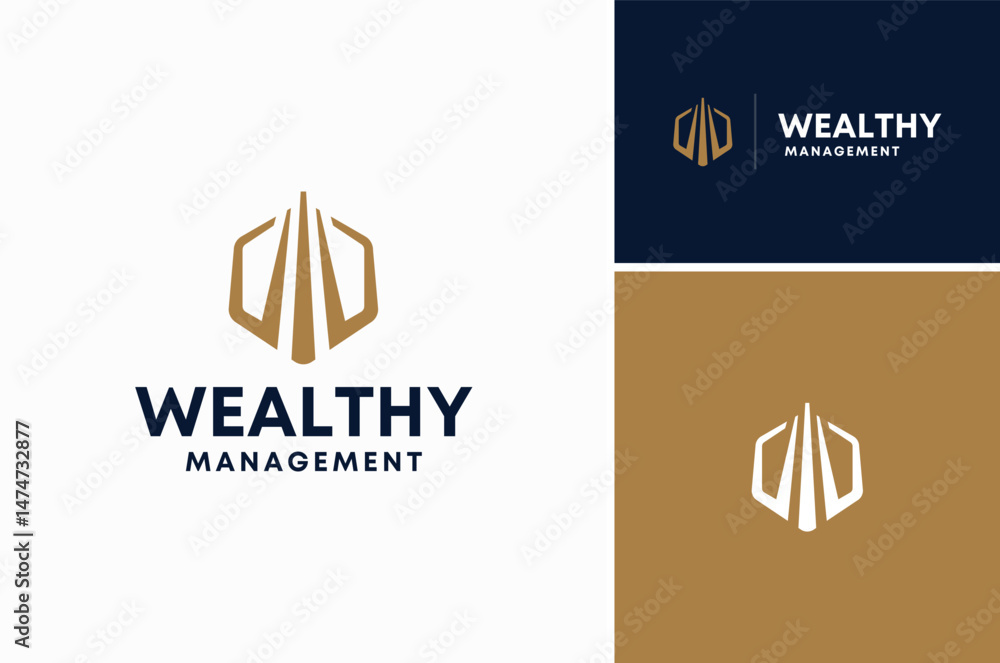 Hexagon Initial Letter W or M or WM MW as Building Tower skyscraper for Wealth Business Property Investment Company logo design Hexagon Initial Letter W or M or WM MW as Building Tower skyscraper for Wealth Business Property Investment Company logo design