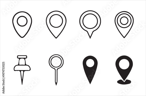 Location icon set. Map pin. gps. place marker. GPS location symbol collection. Set of map pin location icons, Victor illustration Eps 10.