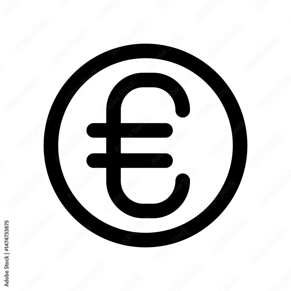 Euro Currency Symbol in Bold Black Within Circular Frame Euro Currency Symbol in Bold Black Within Circular Frame