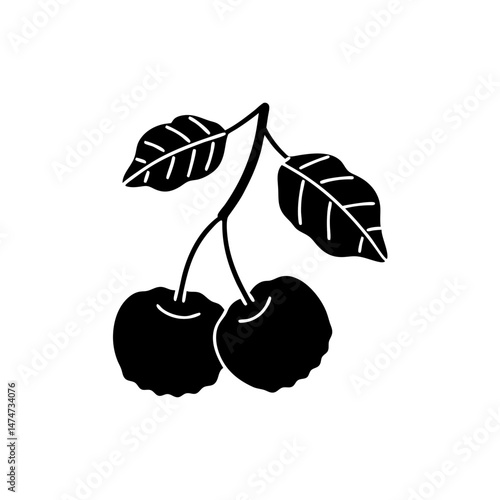 creative details Outline silhouette Cherry icon Vector Illustration 