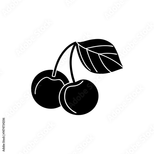 creative details Outline silhouette Cherry icon Vector Illustration 