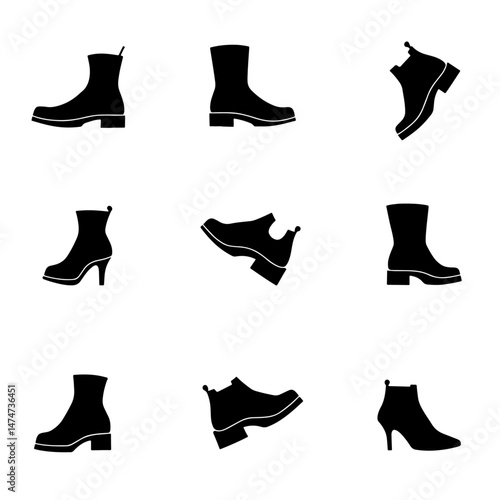Collection of high heel silhouette on white background, high heel silhouette .

