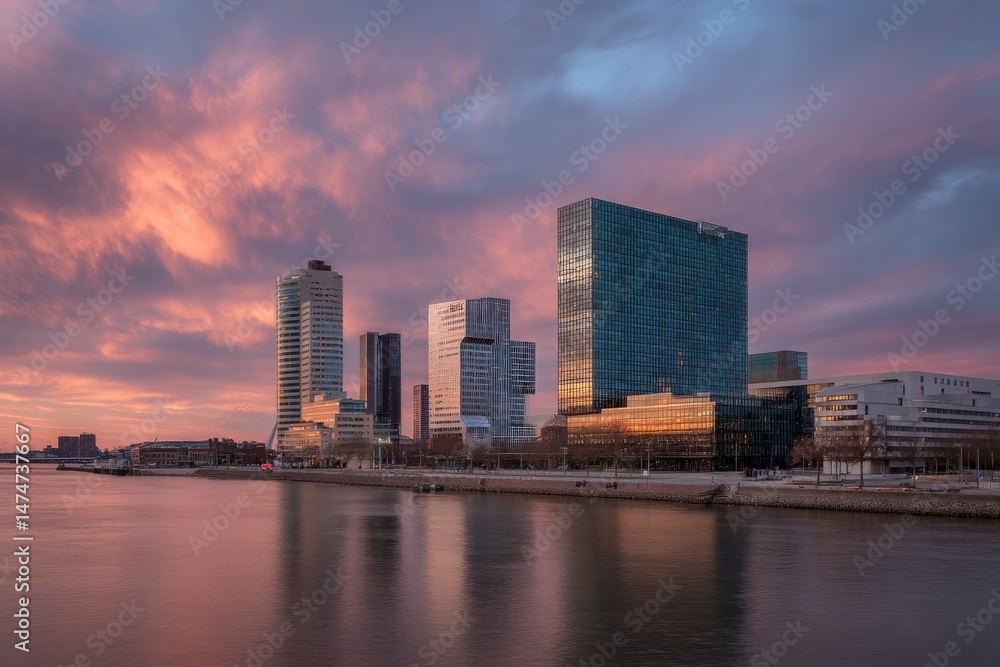 Fototapeta premium Amsterdam skyline at sunrise