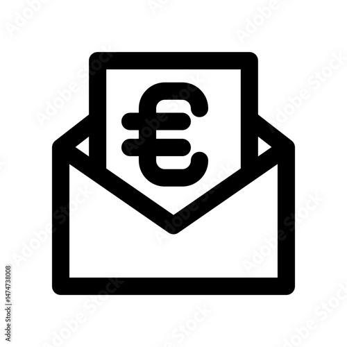 Minimalistic Illustration Showing an Open Envelope with a Euro Currency Symbol