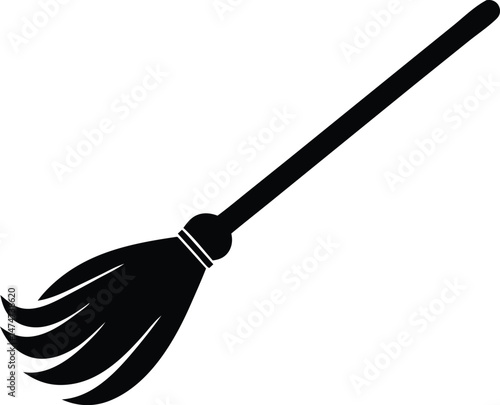 halloween broomstick silhouette vector illustration