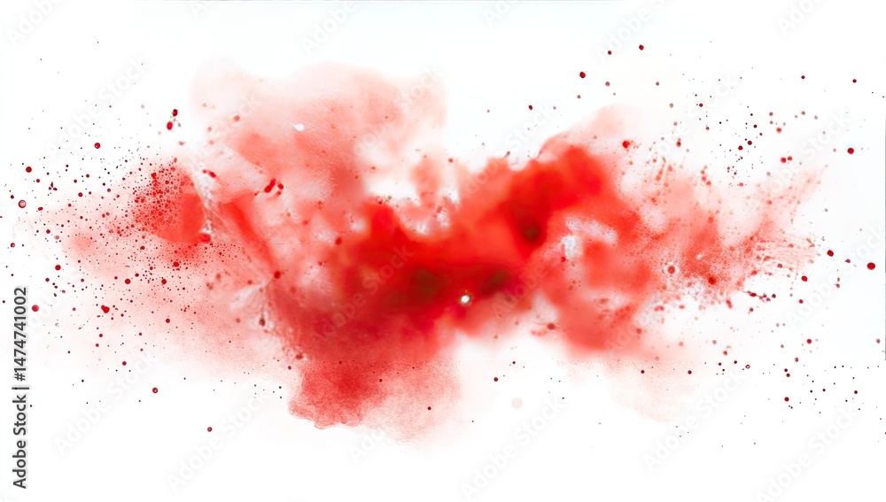 Red powder explosion on a white background Red powder explosion on a white background