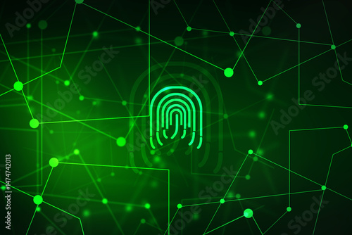 2d Illustration Fingerprint Scanning Technology Concept 