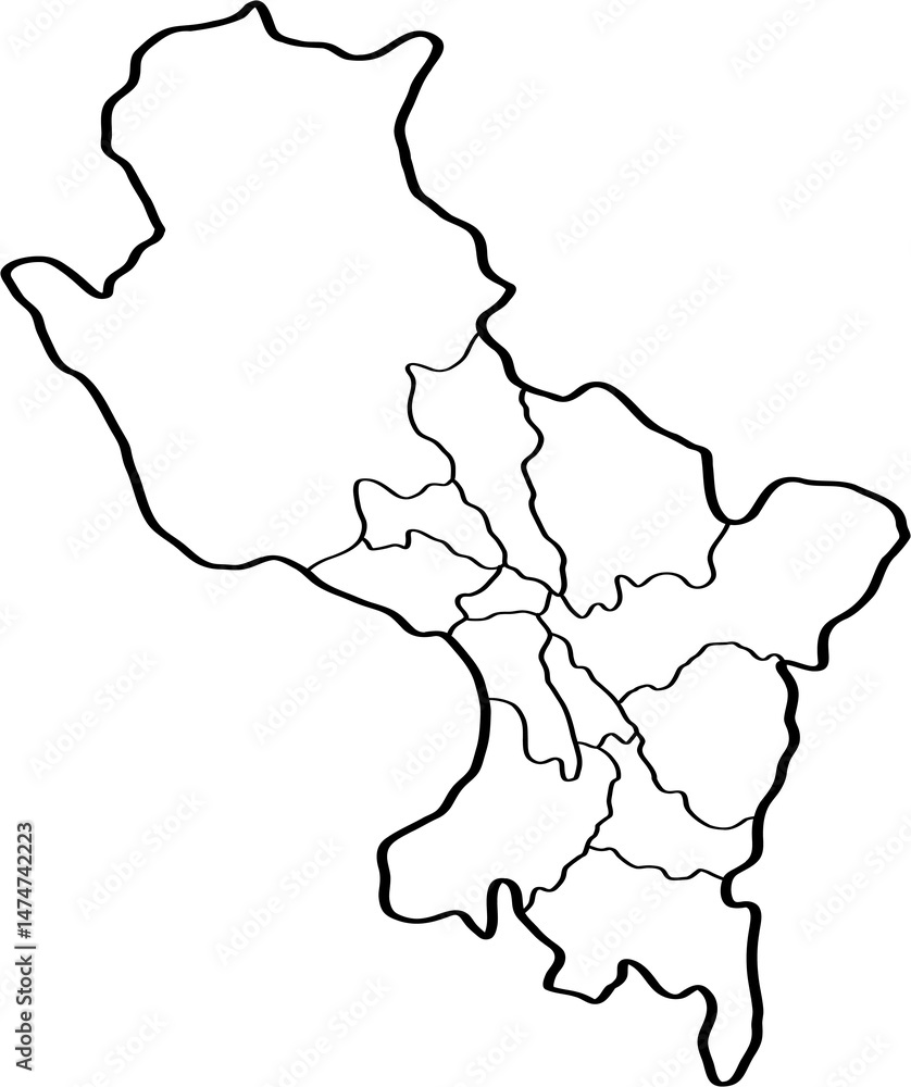 freehand drawing of Cusco city map.