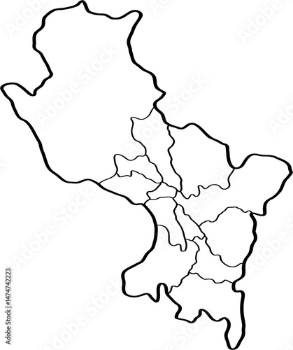 Obraz na płótnie freehand drawing of Cusco city map. w salonie