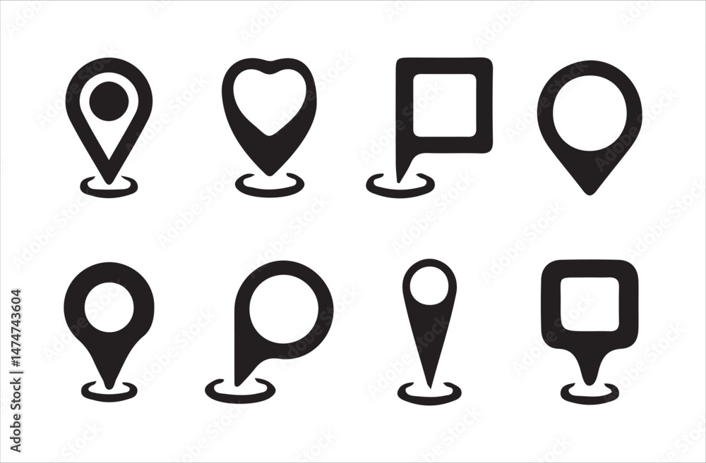 Location icon set. Map pin. gps. place marker. GPS location symbol collection. Set of map pin location icons, Victor illustration Eps 10. Location icon set. Map pin. gps. place marker. GPS location symbol collection. Set of map pin location icons, Victor illustration Eps 10.