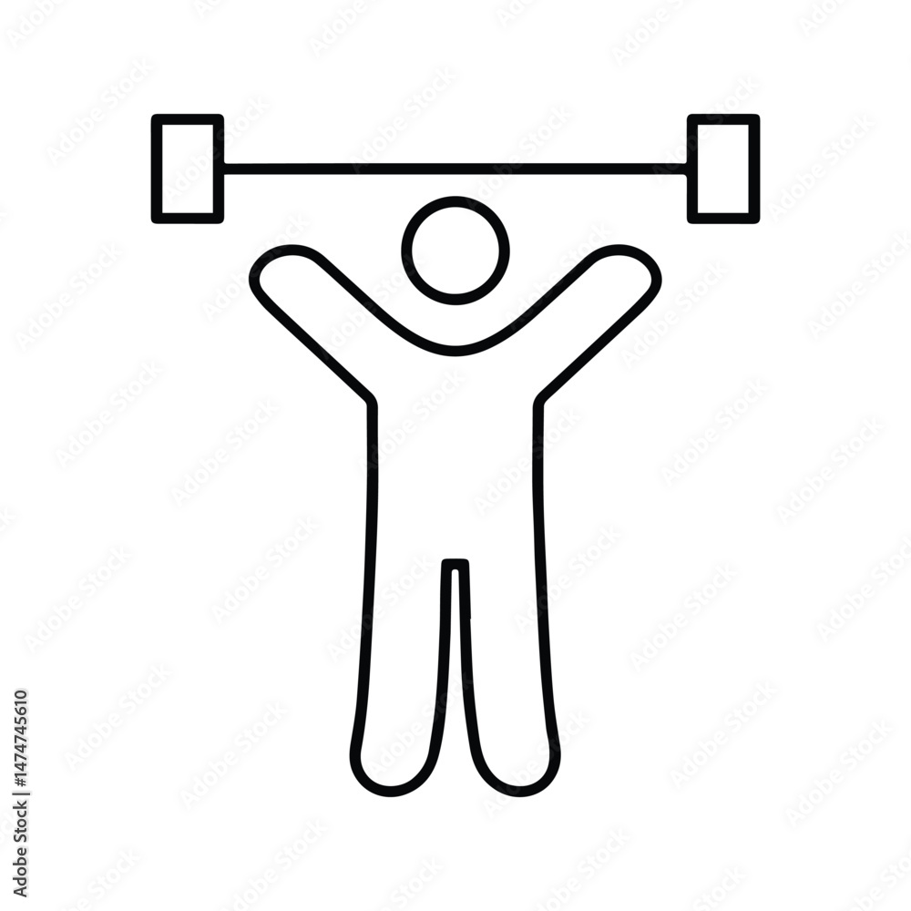 Weightlifting Icon. Human Body Silhouette Illustration Lifting Weights. Bodybuilder Exercising. Fitness Center. Weightlifting Icon. Human Body Silhouette Illustration Lifting Weights. Bodybuilder Exercising. Fitness Center.